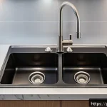 Home 19 가스 설비 설치 실무 체험기 - A detailed close-up image of a professional gas installation setup inside a modern Brazilian home ki...
